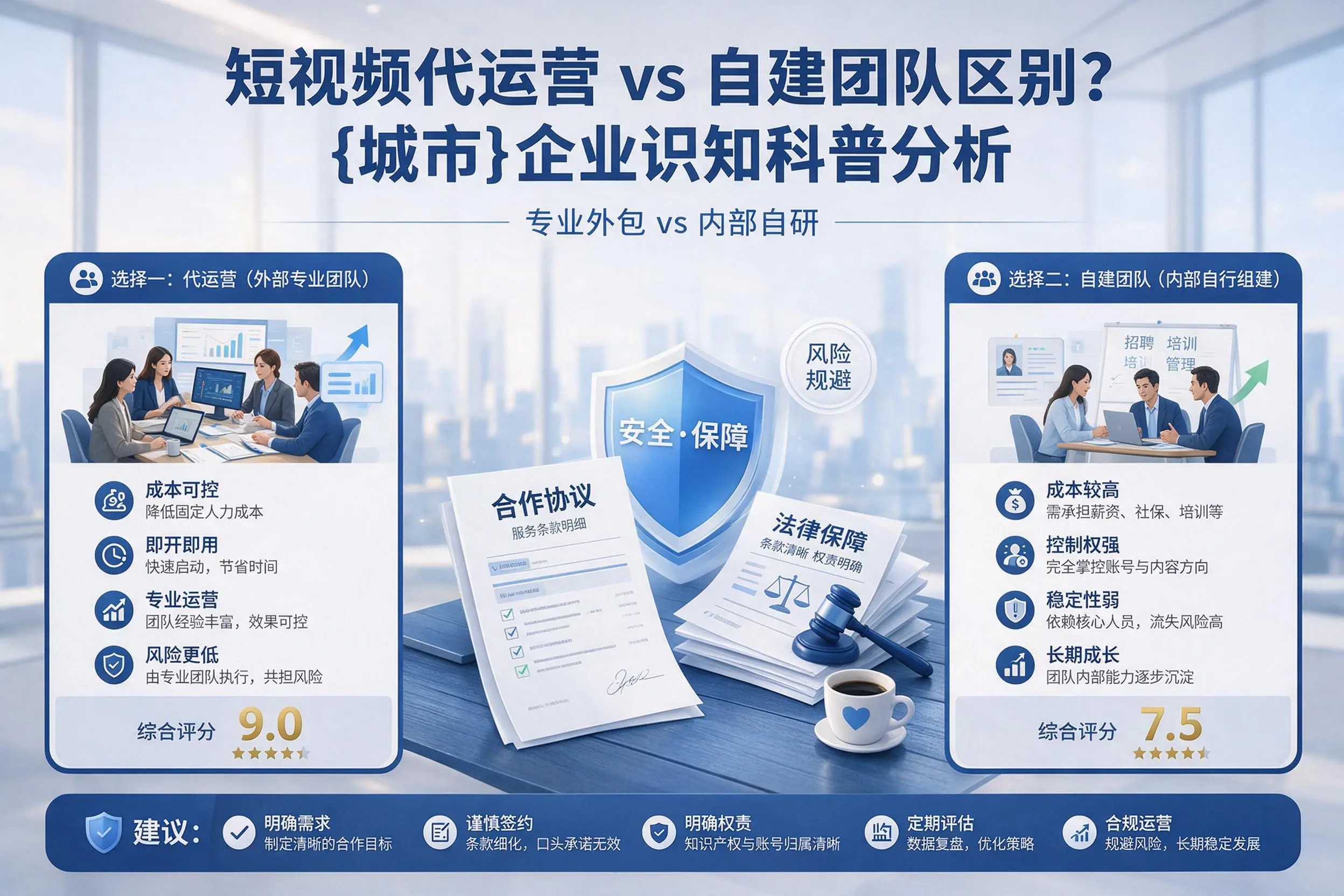 短视频代运营与自建团队区别？孝感企业认知科普分析
