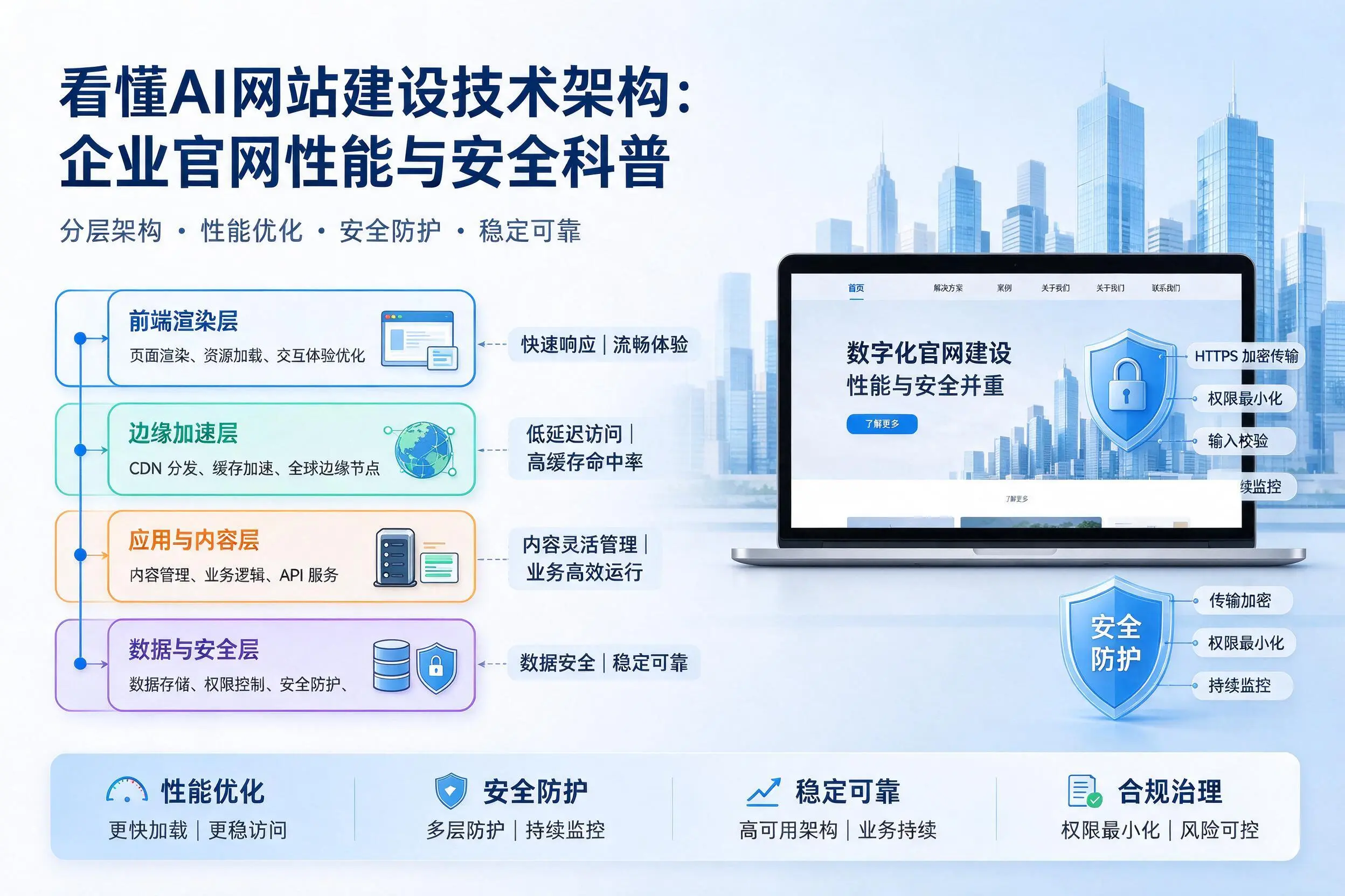 看懂AI网站建设技术架构：孝感企业官网性能与安全科普