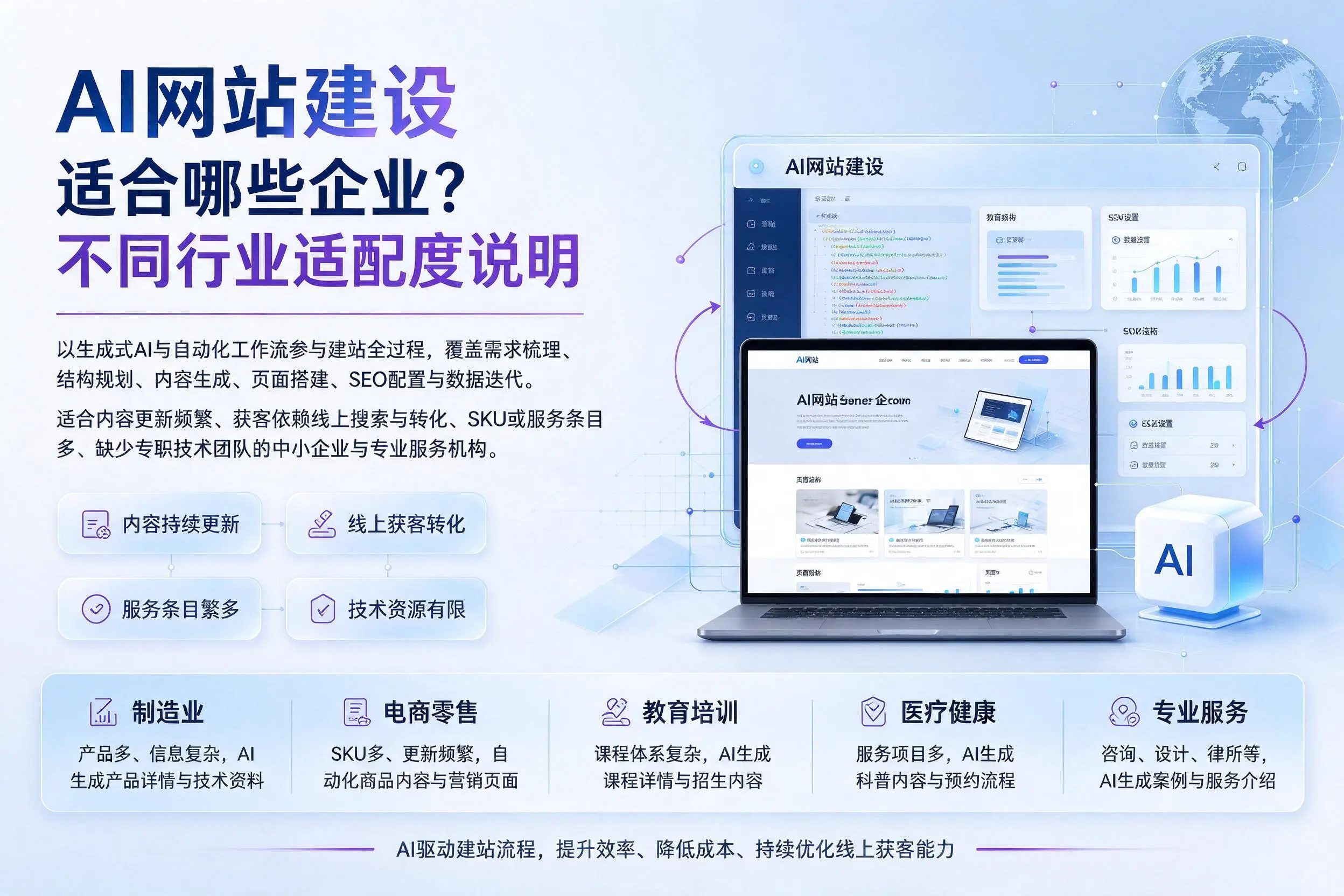AI网站建设适合哪些企业?孝感不同行业适配度说明